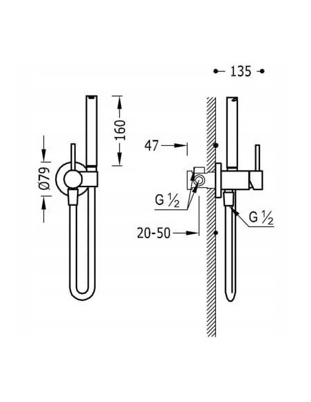 Bateria bidetowa Tres Max-Tres srebrny 134122
