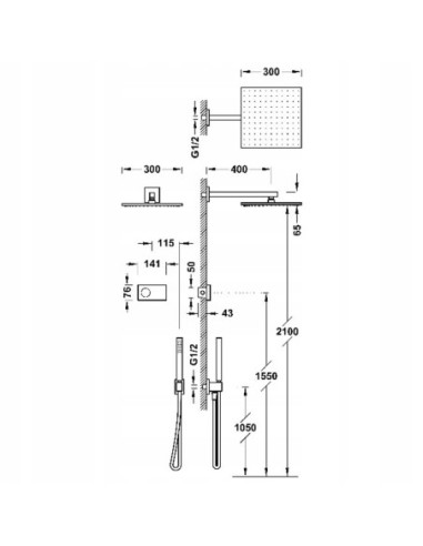 Zestaw prysznicowy podtynkowy Tres Shower Technology chrom 09286563