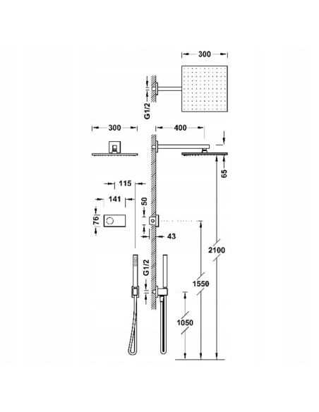 Zestaw prysznicowy podtynkowy Tres Shower Technology chrom 09286563