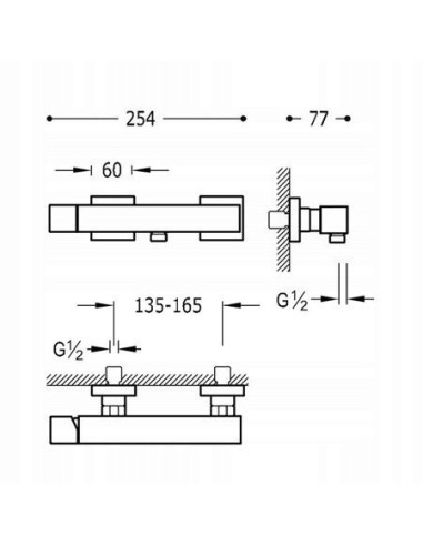 Bateria prysznicowa Tres Cuadro srebrny 107167
