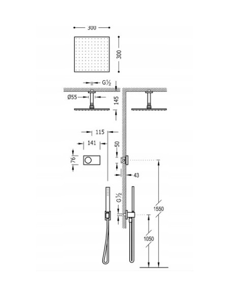 Zestaw prysznicowy podtynkowy Tres SHOWER TECHNOLOGY chrom 9286564