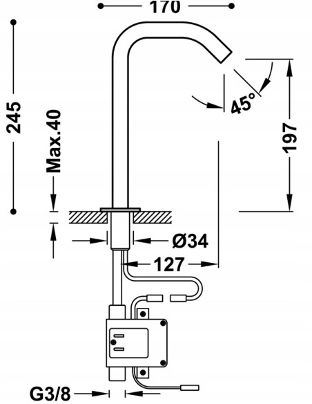 Bateria umywalkowa stojąca Tres srebrny 39210319