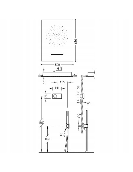 Bateria natryskowa podtynkowa Tres elektroniczna srebrny 9286304