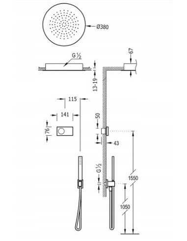 Zestaw prysznicowy podtynkowy Tres SHOWER TECHNOLOGY chrom 9286555