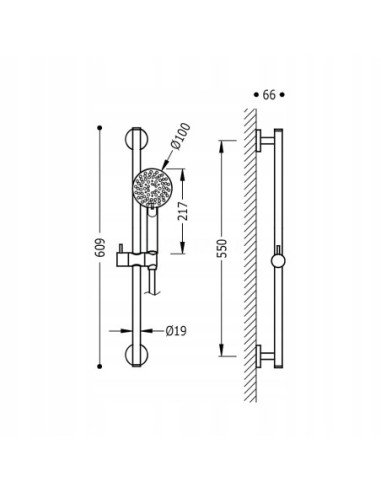 Zestaw drążek prysznicowy TRES CHROM 134628