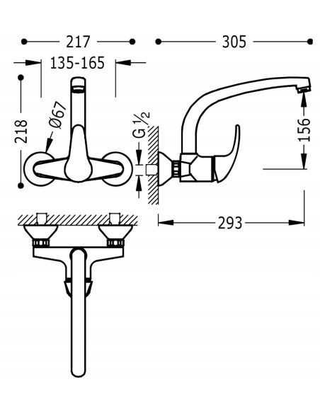 Bateria kuchenna ścienna TRES Cocina srebrny 172420