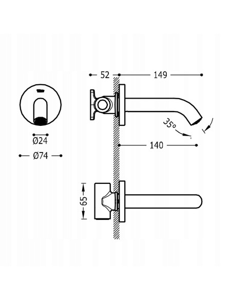 Wylewka umywalkowa Tres 3/4 cala L 26218004