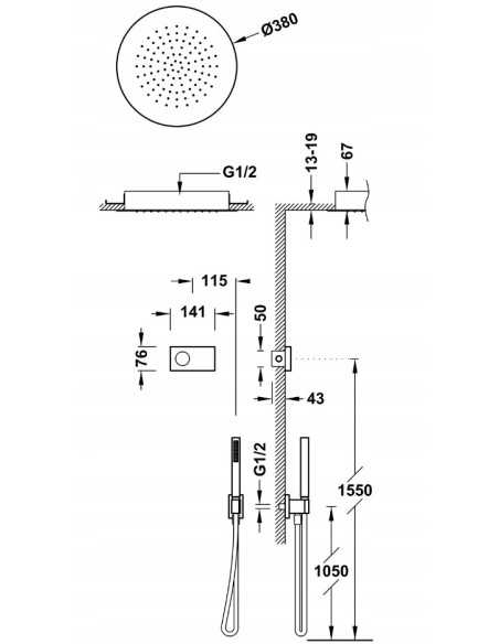 Zestaw prysznicowy podtynkowy Tres SHOWER TECHNOLOGY czarny 09288555NM