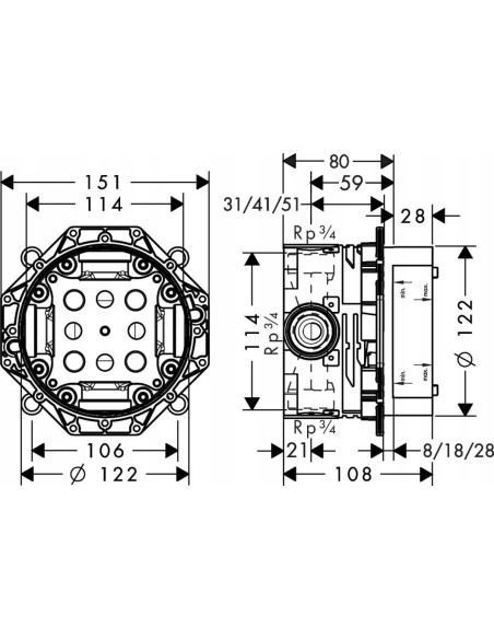 Hansgrohe iBox univer element podtynkowy 01800180