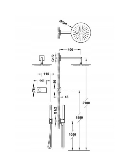 Zestaw prysznicowy podtynkowy Tres SHOWER TECHNOLOGY chrom 9286558