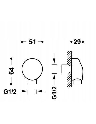 TRES Compl Ducha Kolanko z przyłączem ze ściany do węża 134757