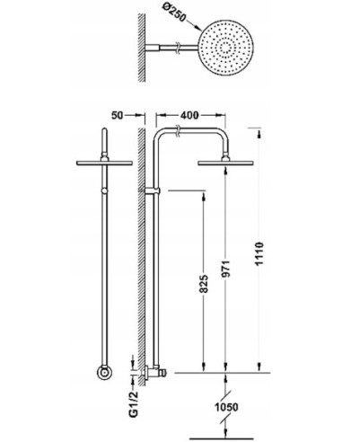 Zestaw prysznicowy natynkowy Tres Selection 1299601