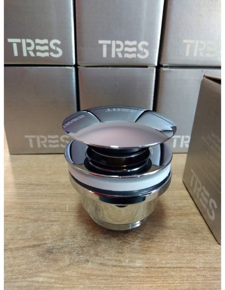 Tres korek umywalkowy bez przelewu klik-klak okrągły chrom 13454010