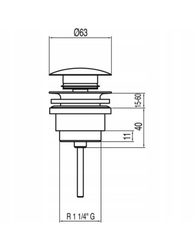 Tres korek umywalkowy bez przelewu klik-klak okrągły chrom 13454010