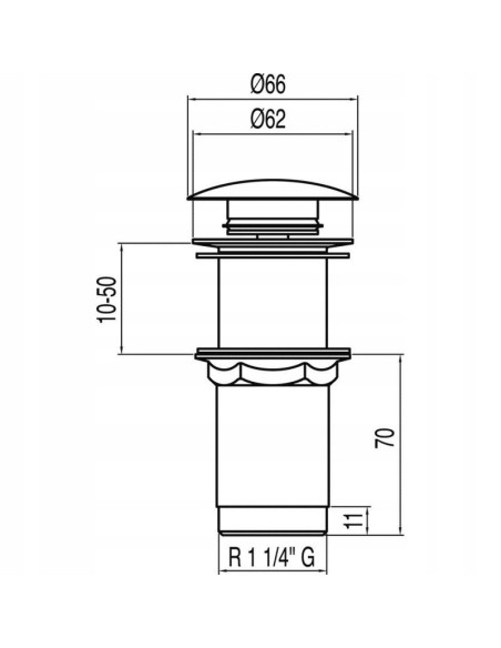 Korek bez przelewu klik-klak okrągły Tres srebrny 13454060