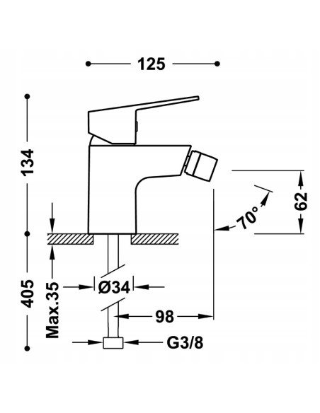 Bateria bidetowa TRES Base srebrny 21512010D
