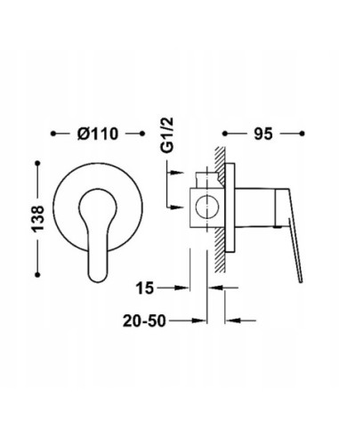 Bateria natryskowa podtynkowa Tres base srebrny 21517701