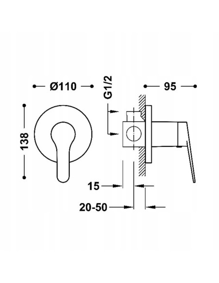 Bateria natryskowa podtynkowa Tres base srebrny 21517701