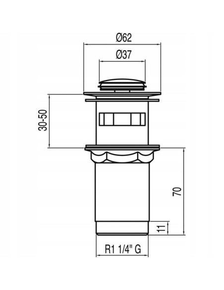Korek z przelewem klik-klak okrągły Tres srebrny 13454110