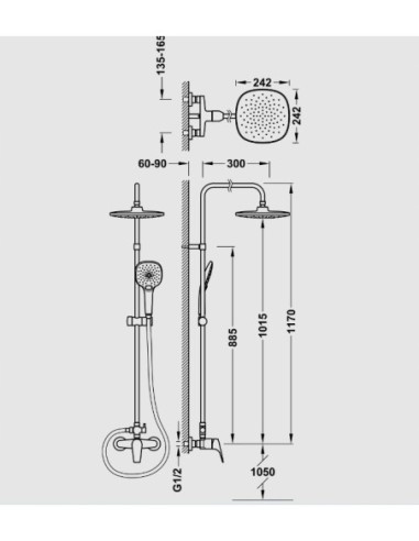 Zestaw prysznicowy natynkowy Tres Canigo 21719101