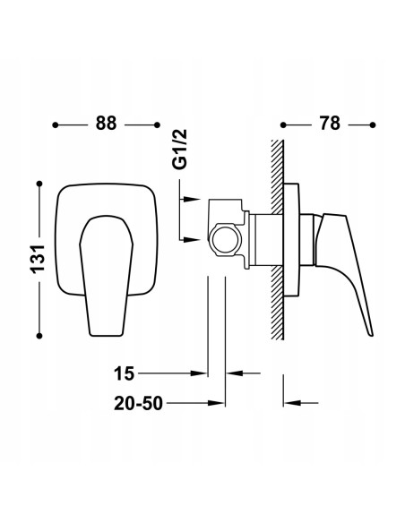 Bateria umywalkowa podtynkowa Tres Canigó srebrny 21717701