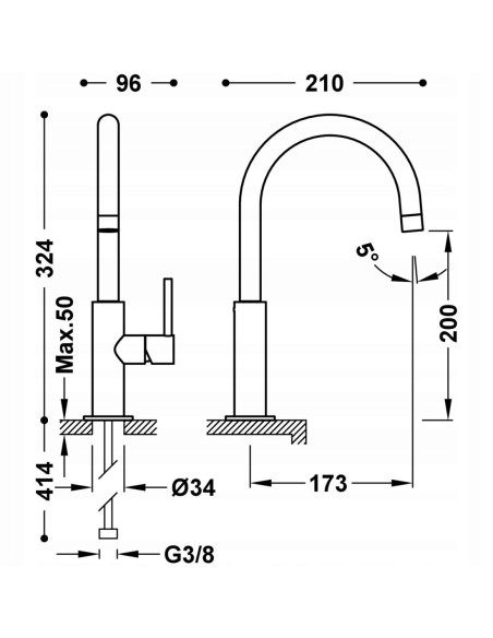 Bateria umywalkowa stojąca Tres matowe różowe złoto 26290402OPM