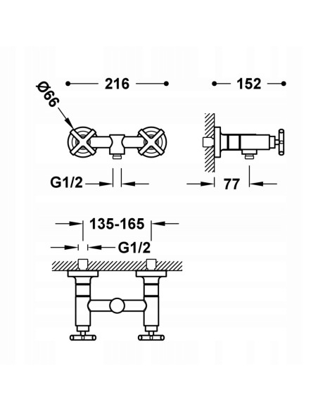 Bateria prysznicowa Tres bateria złoty mat 28316301OM