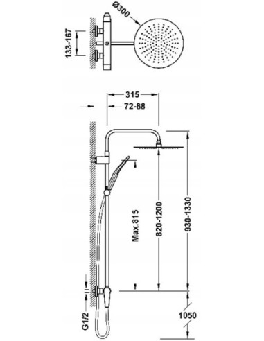 Zestaw prysznicowy natynkowy Tres Fuji 28119701NM
