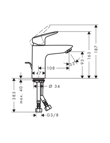 Bateria umywalkowa stojąca Hansgrohe Logis srebrny 71100000