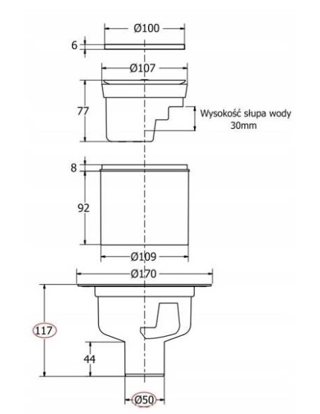 BONOMINI WPUST PODŁOGOWY KRATKA ŚCIEKOWA ZAPACH 6020AR10B2
