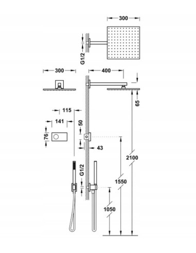 Zestaw prysznicowy podtynkowy Tres SHOWER TECHNOLOGY złoty mat 09286558OM