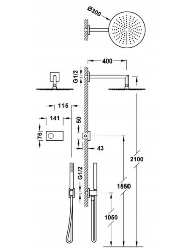 Zestaw prysznicowy podtynkowy Tres SHOWER TECHNOLOGY złoty mat 09286558OM