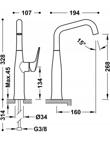 Bateria umywalkowa stojąca Tres Fuji złoty róż matowy 28164701OPM