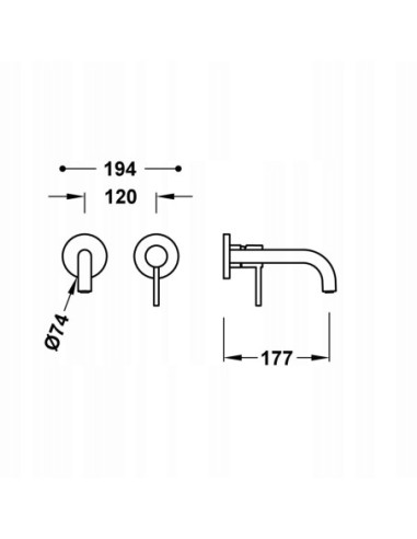 Bateria umywalkowa podtynkowa Tres złoty mat 26230021OM
