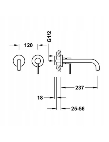 Bateria umywalkowa podtynkowa Tres Study czarny 26230022NM