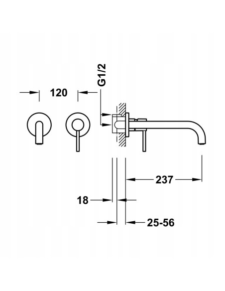 Bateria umywalkowa podtynkowa Tres Study czarny 26230022NM