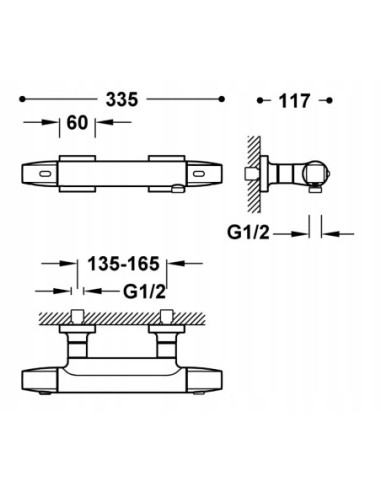 Bateria prysznicowa TRES Over-Wall srebrny 19016405