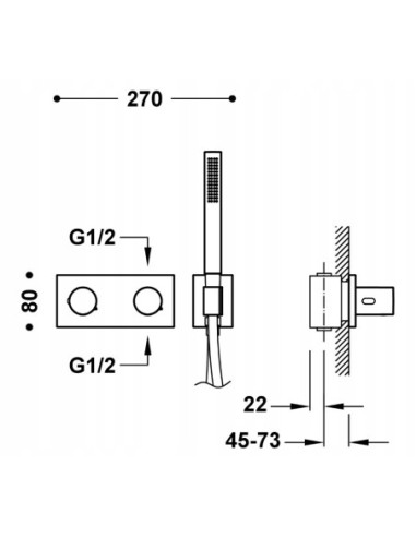 Bateria prysznicowa TRES B-System czarny 30735201NM