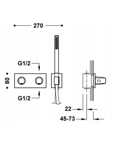 Bateria prysznicowa TRES B-System srebrny 30725201