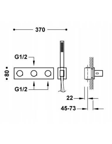 Bateria prysznicowa TRES B-System czarny 30735301NM