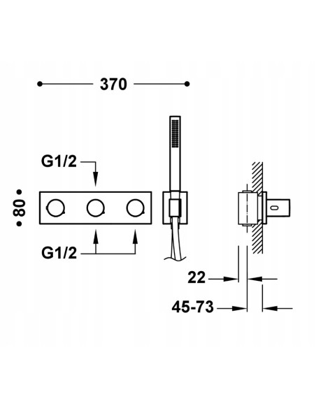 Bateria prysznicowa TRES B-System czarny 30735301NM