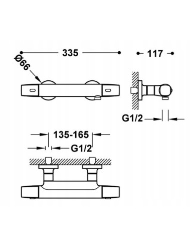 Bateria prysznicowa TRES Over-Wall srebrny 19016404