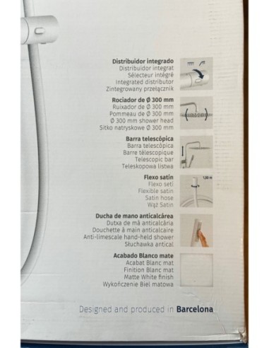 Zestaw prysznicowy biały natynkowy Tres Over-Wall deszczownica 19039302BM