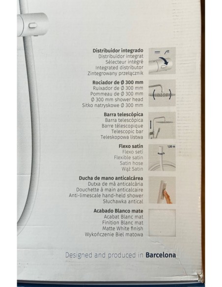 Zestaw prysznicowy biały natynkowy Tres Over-Wall deszczownica 19039302BM