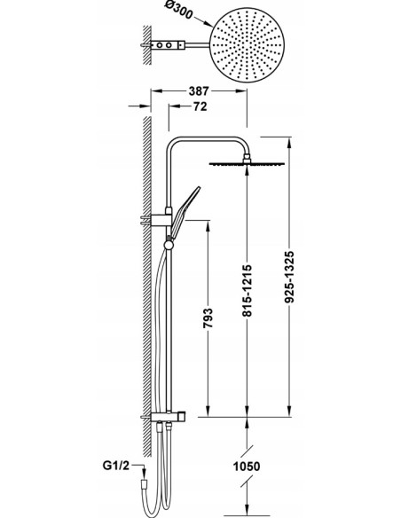 Zestaw prysznicowy natynkowy Tres OVER-WALL czarny 19063502NM