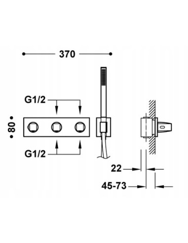 Bateria prysznicowa TRES B-System srebrny 30725401