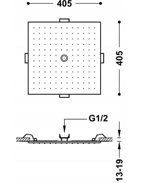 TRES Compl Ducha Deszczownica podtynkowa sufitowa 13495102NM
