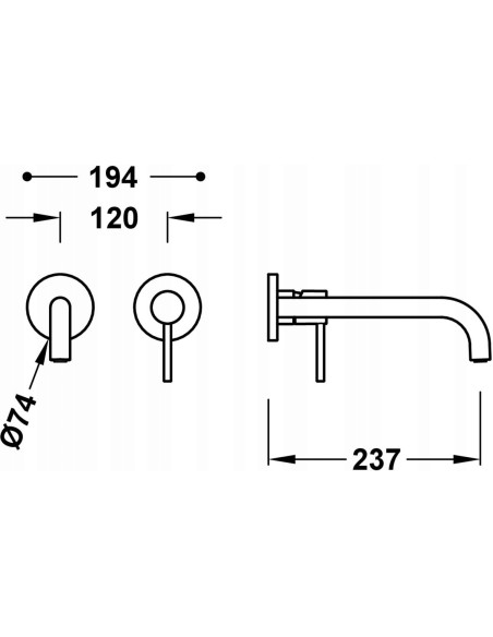 Bateria umywalkowa podtynkowa Tres Study srebrny 26230022