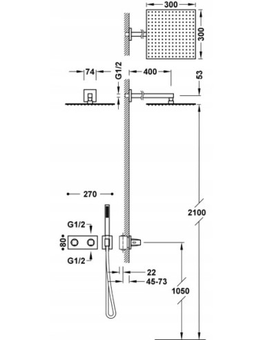 Zestaw prysznicowy podtynkowy Tres B-SYSTEM chrom 30725204