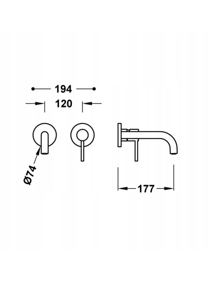 Bateria umywalkowa podtynkowa Tres STUDY metaliczna czerń 26230021KM